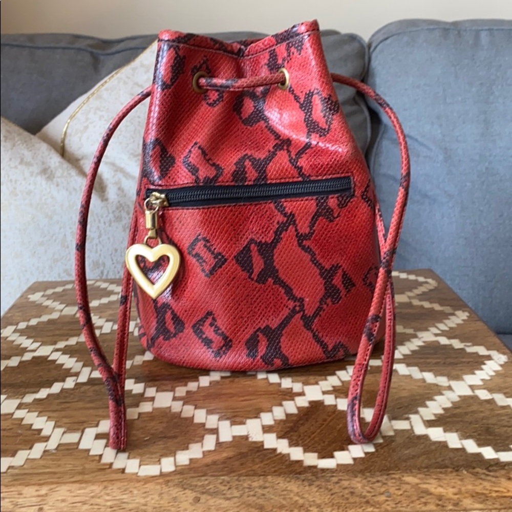 Vintage Red Python MOSCHINO Convertible Bucket Bag